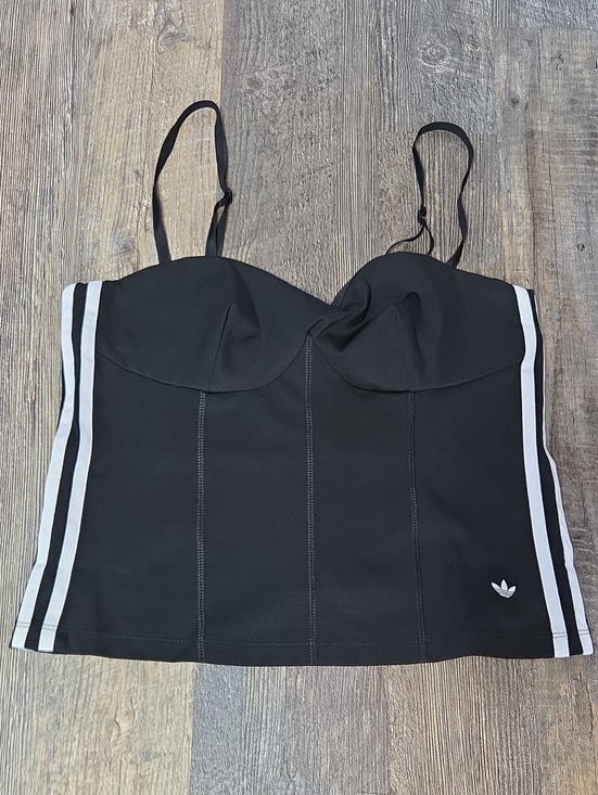 adidas Tops - adidas Black Bustier Camisole with White Side Stripes